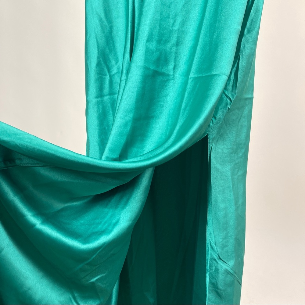 Free People Emerald Green Satin Maxi Dress with Embroidered Bodice - Picture 8 of 10